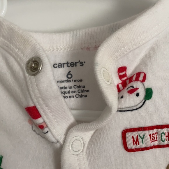 🟧 $2 ADD-ON ITEM 🟧 CARTER’S • Footed Pajamas • 6 months • Xmas - Picture 4 of 5